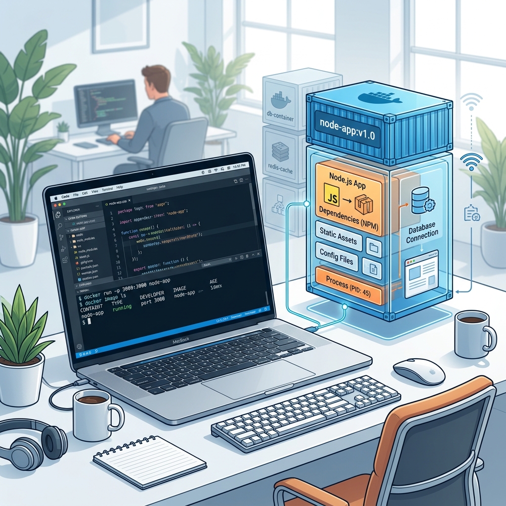 Docker container concept illustration