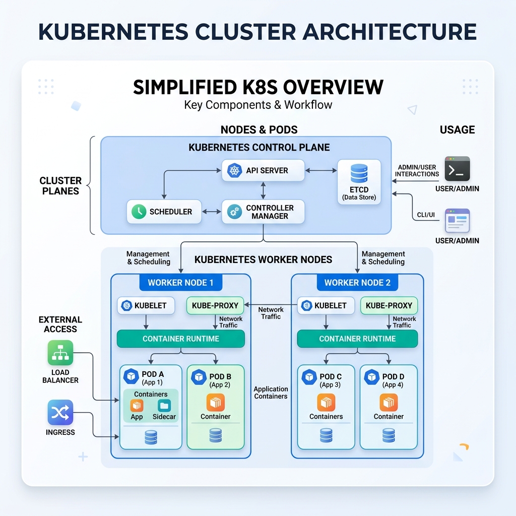 Kubernetes cluster architecture diagram
